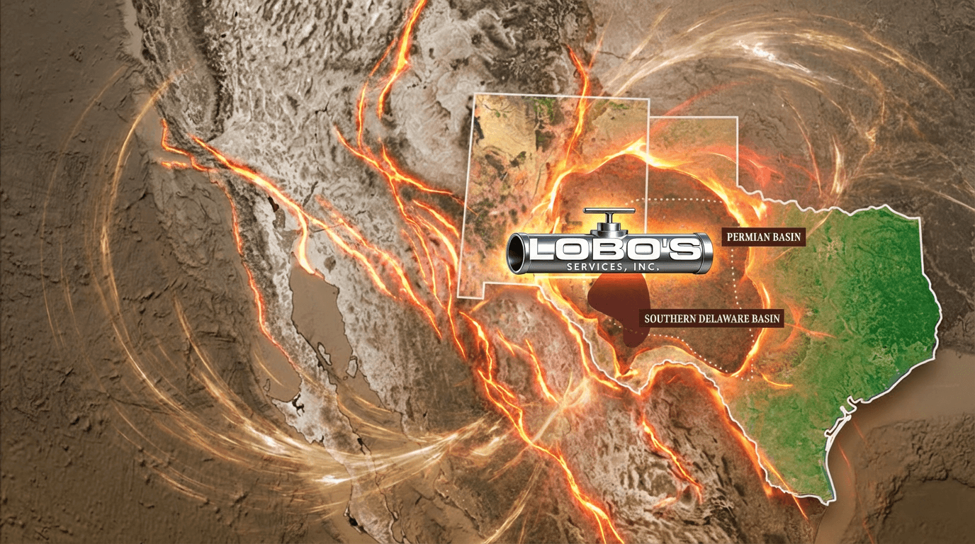 Lobos Services covered area across the Permian Basin and Southern Delaware Basin — West Texas and southeast New Mexico